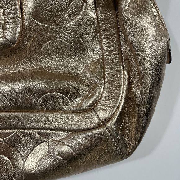 Rare HTF Coach Metallic Rose Gold All Leather Purse Shoulder Bag C Pattern - Picture 8 of 16